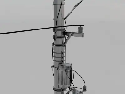 realestic street wire pole  Low-poly 3D model