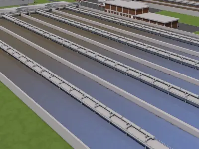 Water Waste and Sewage Treatment Plant 3D model