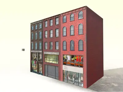 building brick with two windows 3D model