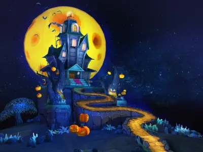 Dracula Mansion Low-poly 3D model