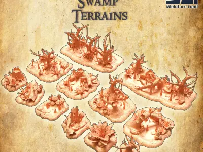 Modular Swamp Terrain Tabletop Terrain 28 MM 3D print model