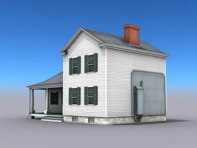 Big White House Low-poly 3D model