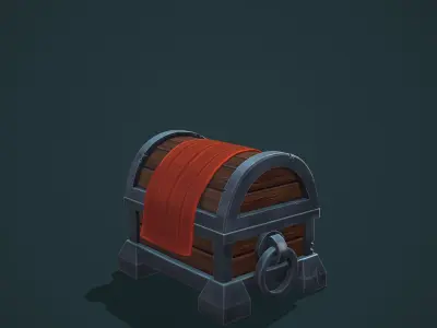 Stylized pirate chest Low-poly 3D model