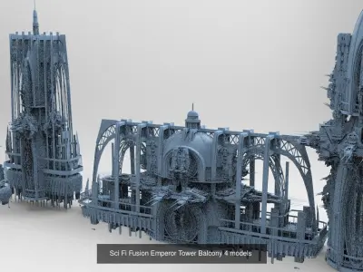 Cyberpunk Relay distruptor City Elite Tower collection 3D Model Pack