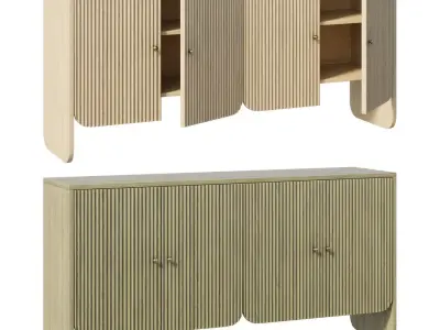 Modern 4 Door Fluted Sideboard 3D model