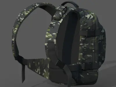 Backpack military combat bag baggage pockets  Low-poly 3D model