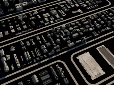 Scifi 3D Greeble Kitbashing Set 480 pieces 3D model
