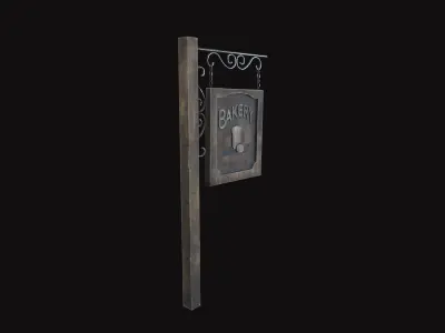 Medieval Sign Board Low-poly 3D model