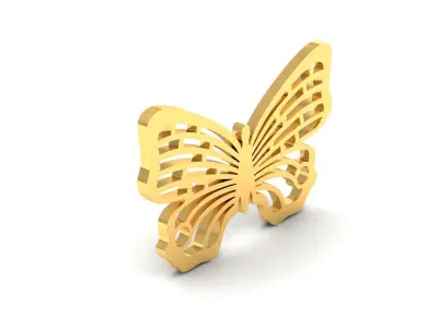 butterfly Pendant 3DM STL OBJ FBX Render Details 3D print model purchase