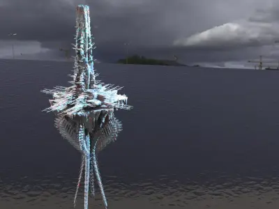 Dragon Bone Mountain with Sci fi Building 3D model
