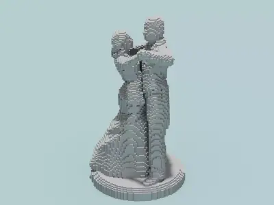 Dance Couple Sculpture Low-poly 3D model