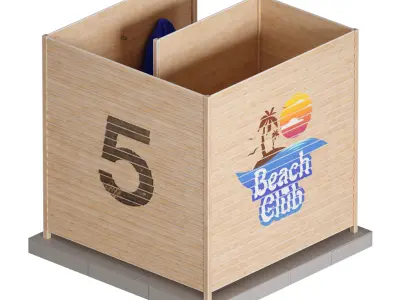 Wooden beach changing cabin 3D model