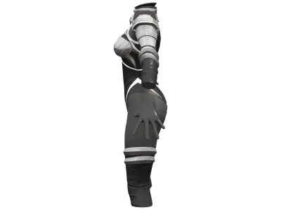 Female Black Sci-Fi Futuristic Armour Bodysuit Low-poly 3D model
