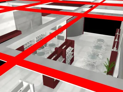 exhibition stall design 20 x 08 m 3 side open Low-poly 3D model 3D model