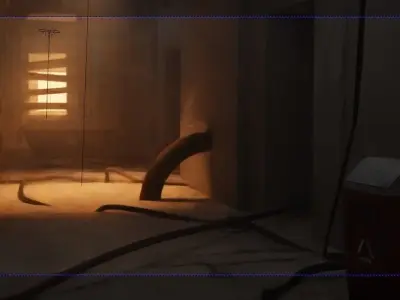 Concept Art Dystopic Corridor Scene Low Poly Low-poly 3D model