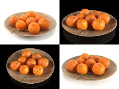 Oranges on wooden plate 3D model