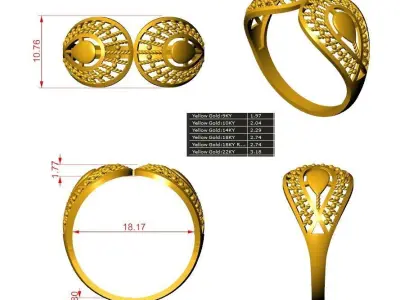 gold ring 22k light weight 3D print model