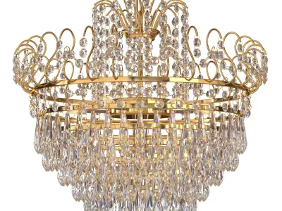  Gold-Plated and Faceted Crystal Chandelier from Rejmyre 3D model