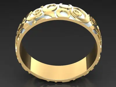 Light Gold Diamond Men Ring 2MR090 3D model