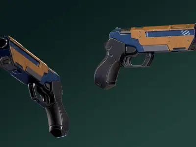 Sci-fi Pistol Low-poly 3D model 12