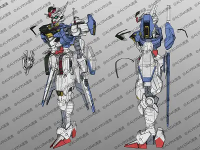 GUNDAM AERIAL Armor - DIY Cosplay Pepakura Foam Template Low-poly 3D model
