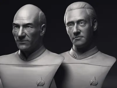 Picard and Data  3d printable bust collection 3D Model Pack