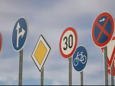 EU traffic signs Free low-poly 3D model
