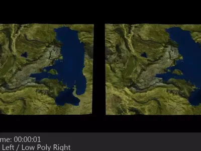 Terrain 3 Mountains and Lake Low-poly 3D model