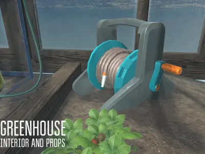 Greenhouse - interior and props Low-poly 3D model