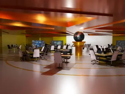 Sci-Fi Command Center Low-poly 3D model