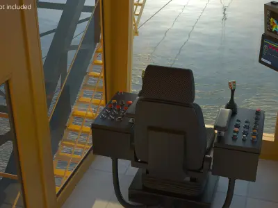  Heavy Duty Dragline With Long Boom Yellow Rigged for Cinema 4D 