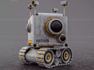 Camera Robot rigged and animated game ready Low-poly 3D model