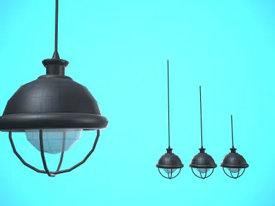 LAMP CARTOON STYLIZED - Different Cable Lenght Low-poly 3D model