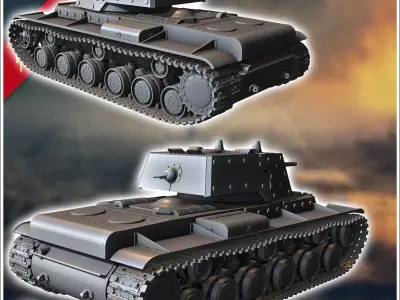 KV-1 M1940 E ekranami - Soviet army WW2 Second World East front  3D print model