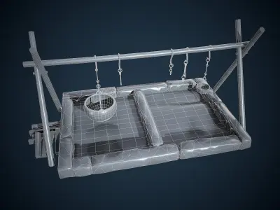 Viking Fireplace Game-Ready Low-poly 3D model