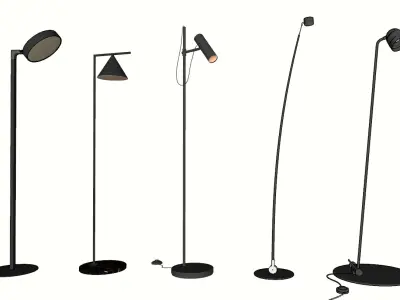 Minimalist Black Floor Lamp Set 3D model