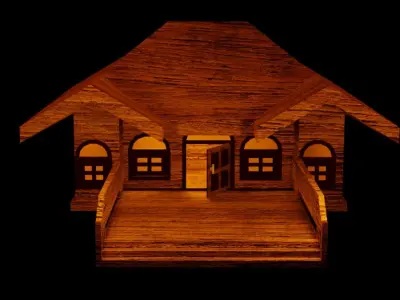  Wooden house 3d model Low poly Free low-poly 3D model
