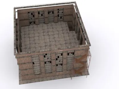 Old brick workshop Low-poly 3D model