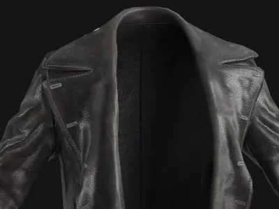 Black Leather Coat Low-poly 3D model