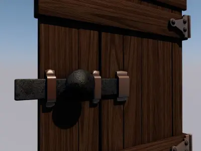 Old Door Low-poly 3D model 3