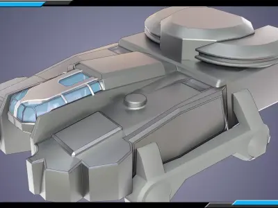 Sci-Fi Starship with Interior Base Mesh 01 Low-poly 3D model