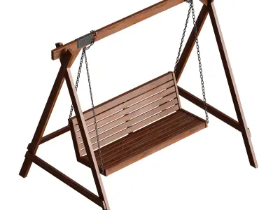 Wooden park swing 3D model