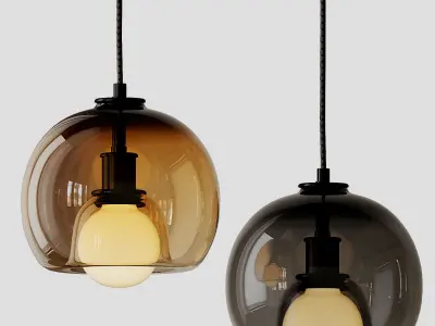 Handblown Glass Orb Pendant Light 3D model