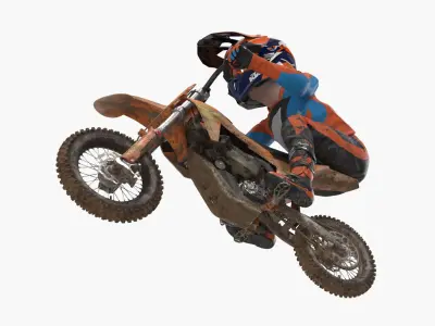  KTM Youth Mini Dirt Bike Rider Muddy Aggressive Position 