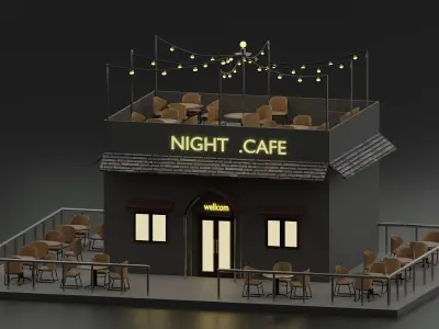 cafe and hotel 3D model