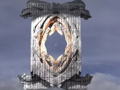 Baroque Gilded Angel Crested wall 3D model