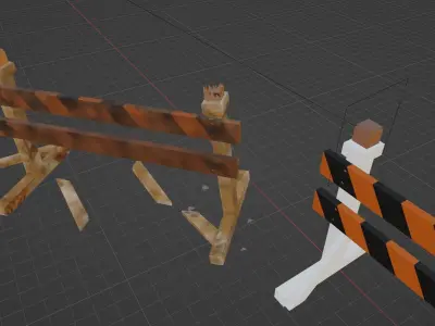 Simple Barricade 2 with lights and 3 levels of decay Low-poly 3D model