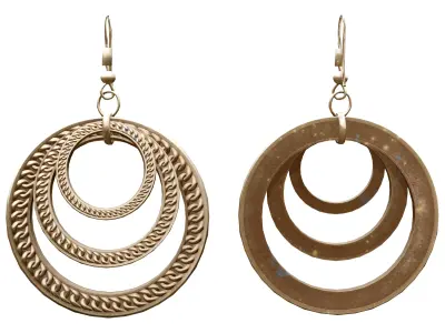 Ring in Rings Metal Earrings Low-poly 3D model