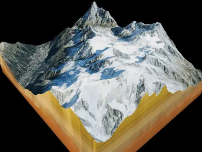 Aiguille du Midi mountain peak 3d model Low-poly 3D model