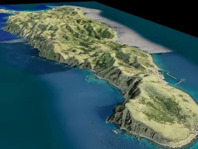 Rebun Island 3d model terrain Low-poly 3D model